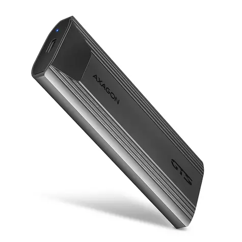 Axagon EEM2-GTS2, USB-C 10Gbps - M.2 NVMe i SATA SSD metalowa THIN box, bezśrubowa