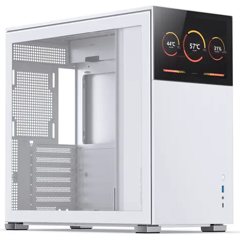 Jonsbo D41 Ekran biały / ATX / 1x USB-A 3.2 / 1x USB-C 3.2 / bez zasilacza / wyświetlacz / strona przezroczysta 