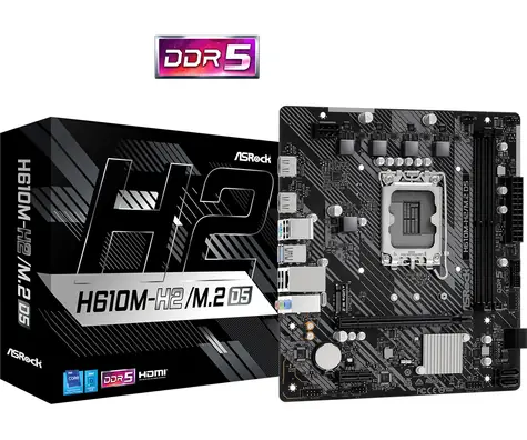 ASRock H610M-H2/M.2+ D5 / H610 / LGA 1700 / 2x DDR4 / PCIEx16 / 1x GLAN / mATX
