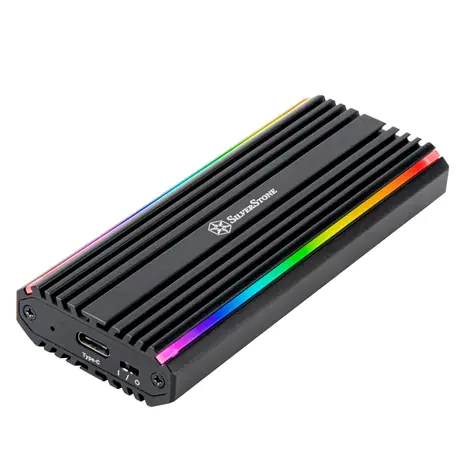 Silverstone MS13 czarny / Zewnętrzne pudełko na M.2 NVMe/SATA / 10GBps / RGB