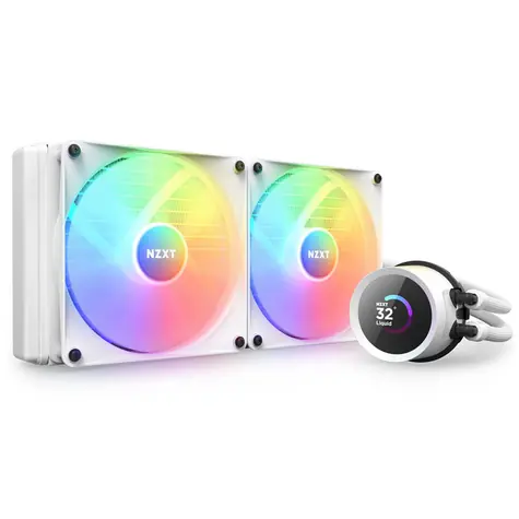 NZXT Kraken RGB 280 biały / 2x 140mm / łożysko dynamiczne / 34,48 dB przy 1500 obr./min / 90,79 CFM / AMD + Intel