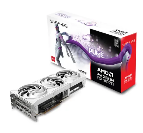 Karta graficzna Sapphire PURE Radeon RX 9070 16 GB / 2700 MHz / 16 GB GGDR6 / 256-bit / 2x HDMI + 2x DP / 550 W (8+8)