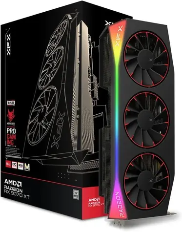 Karta graficzna XFX Mercury Radeon RX 9070 XT Magnetic OC 16 GB / 3100 MHz / 16 GB GDDR6 / 256-bit / 1x HDMI + 3x DP / 750 W (8+8+8)