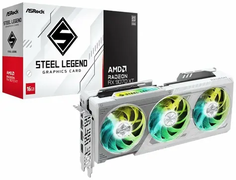 Karta graficzna ASRock Radeon RX 9070 XT Steel Legend 16 GB / 2970 MHz / 16 GB GDDR6 / 256-bit / 1x HDMI + 3x DP / 700 W (8+8)