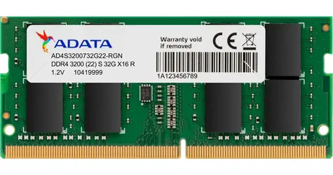 ADATA 8 GB (1 x 8 GB) 3200 MHz / SO-DIMM DDR4 / bez ECC / bez bufora / CL22 / 1,2 V