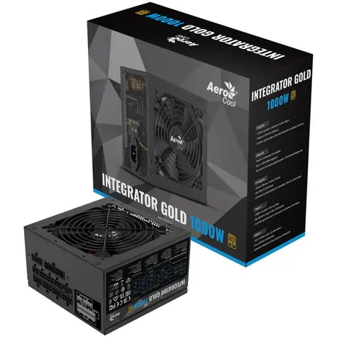 AeroCool Integrator Gold 1000W / ATX / 1000W / 80 PLUS Gold / 120 mm / Modułowy