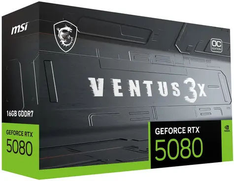 MSI GeForce RTX 5080 Ventus 3X OC 16 GB / 16 GB GDDR7 / 256-bit / 1x HDMI + 3x DP / 850 W (16)