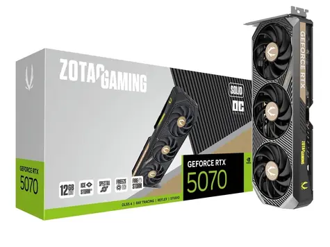 Zotac GeForce RTX 5070 SOLID OC 12 GB / 2325 - 2542 Mhz / 12 GB GDDR7 / 192 bity / 1x HDMI + 3x DP / 650 W (16)