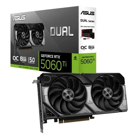 Asus DUAL GeForce RTX 5060 Ti 8 GB / 2632 MHz / 8 GB GDDR7 / 128-bit / 1x HDMI + 3x DP / 550 W (8)
