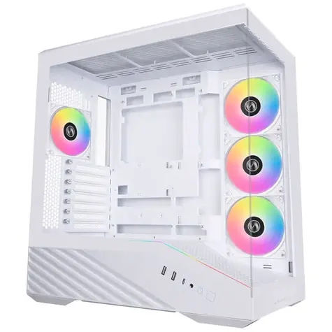 Lian Li Vector V100 biały / ATX / mATX / mini-ITX / 2xUSB 3.0 + 1xUSB 3.1 / ATX / RGB / bez zasilacza / przezroczysty panel boczny