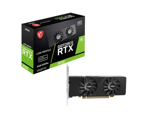 MSI RTX 3050 LP E 6G OC / 1492 MHz / 6 GB GDDR6 / 96-bit / 2x HDMI + 1x DP / 70 W
