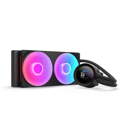 NZXT Kraken PLUS 240 V2 RGB czarny / 2 x 120 mm / łożysko dynamiczne / 31,9 dB przy 2400 obr./min / 71,47 CFM / LCD / AMD+ Intel
