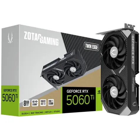 Zotac GAMING GeForce RTX 5060 Ti Twin Edge 8 GB / 2407-2572 GHz / 8192 MB GDDR7 / 128 bitów / 1x HDMI + 3x DP / 600 W (8)