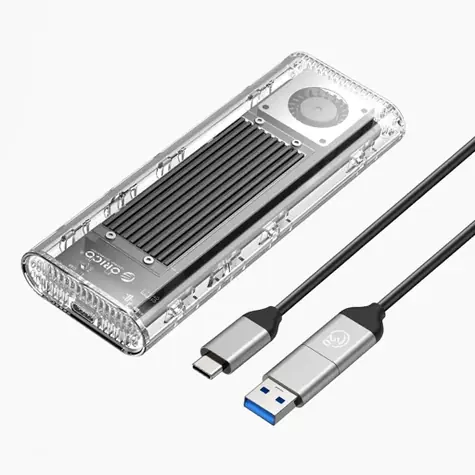 Orico TCM2-G20 obudowa zewnętrzna do dysków SSD M.2 NVMe srebrna / 20 GB/s / USB-C / USB-C/USB-A - kabel USB-C 0,3 m