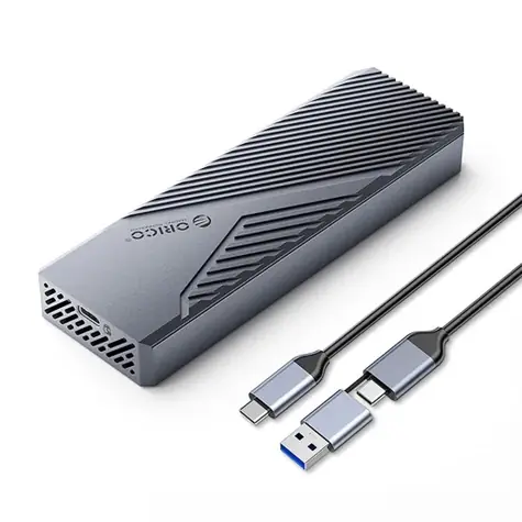 Orico CNM2-G20 obudowa zewnętrzna do dysków SSD M.2 NVMe szara / 20 GB/s / USB-C / USB-C/USB-A - kabel USB-C 0,3 m