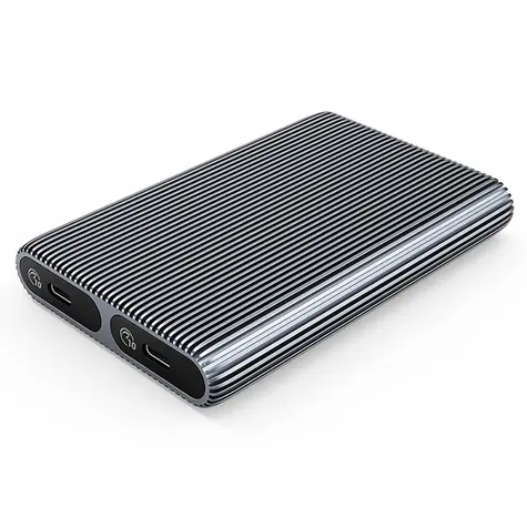 Orico AM2C3- 2N Podwójna zewnętrzna obudowa do dysków SSD M.2 NVMe szara / 10 GB/s / 2x USB-C / USB-C/USB-A - kabel USB-C 0,3 m