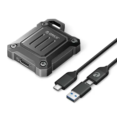 Orico XAM2 zewnętrzna obudowa do dysku SSD M.2 NVMe czarna / 10 GB/s / USB-C 3.2 / USB-C-USB-A - USB-C 0,3 m