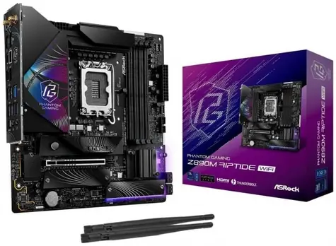 Bez pudełka - ASRock RIPTIDE WiFi / Z890 / LGA 1851 / 4X DDR5 / PCIex16 / 2.5GLAN / mATX / bez pudełka