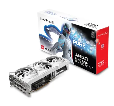 Bez pudełka - Sapphire PURE Radeon RX 9070 XT 16 GB / 3010 MHz / 16 GB GDDR6 / 256-bit / 2x HDMI + 2x DP / 750 W (8+8)