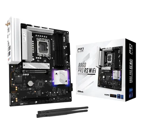 Bez pudełka - ASRock B860 Pro RS Wifi / B860 / LGA 1851 / 4X DDR5 / PCIEx 16 / 2.5GLAN / Wi-Fi / ATX / bez pudełka