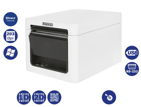 Citizen CT-E351 (RS-232) biały / kasa / 83mm / drukarka termiczna / 203dpi / USB / RS232 / nóż / źródło / biały