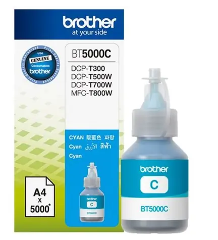 Tusz oryginalny Brother BT-5000C / DCP-T300 / DCP-T500W / DCP-T700W / 5000 stron / niebieski