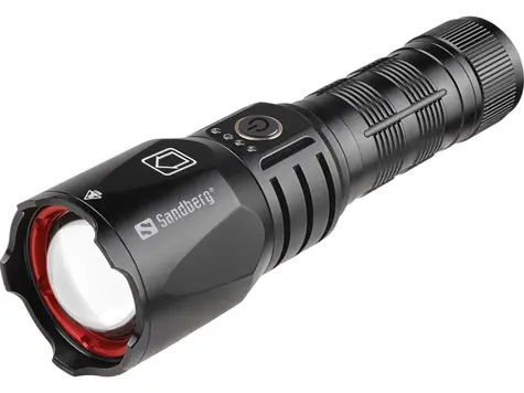 Sandberg Survivor Torch Powerbank 5000 mAh czarny / Latarka LED 30W i power bank / 18,5Wh / 5000 mAh / USB-A + C / IPX4