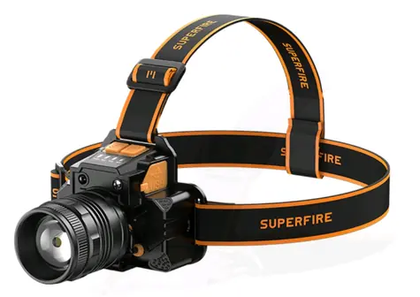 Latarka czołowa Superfire HL58 pomarańczowo-czarna / 350lm / USB