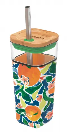 Quokka Liquid Cube 540ml Pomarańcze / Słoik z pokrywką / szkło brosilikatowe
