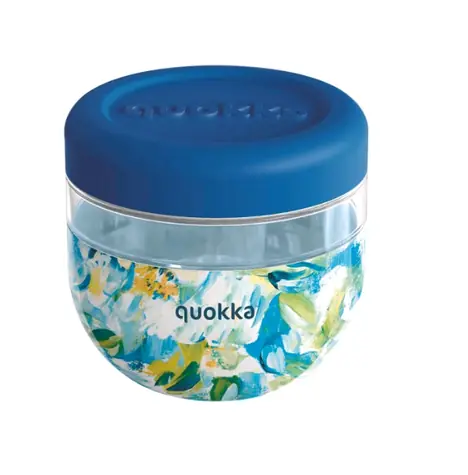 Quokka Bubble Food Jar 770 ml Niebieskie Piwonie / Pojemnik na żywność / plastik