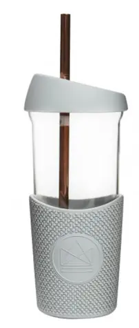 Neon Kactus Szklany kubek ze słomką 568 ml szary / szkło / wyprzedaż