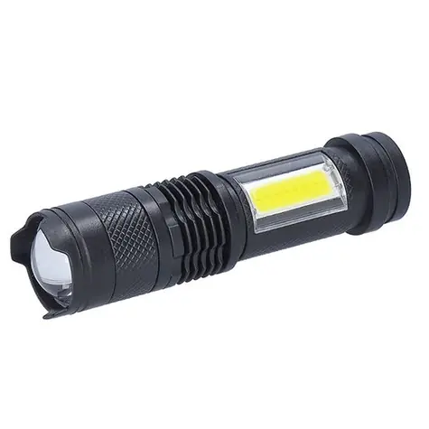 Latarka LED Solight WN49 z zoomem czarna / akumulatorowa / 100lm+70lm / Li ION