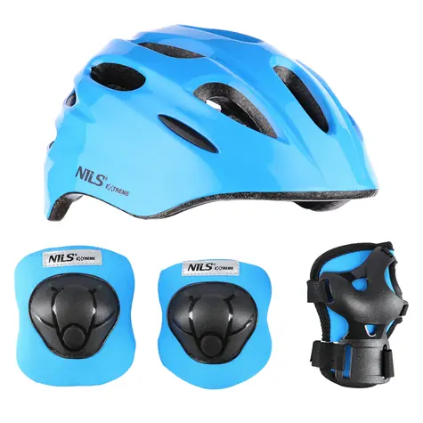 Kask NILS Extreme MTW01+H210 z ochraniaczami niebieski