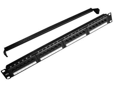 Gembird NPP-C624CM-001 / patch panel 19" / 24 Port 1U kat.6e / z tylną organizacją kabli / czarny