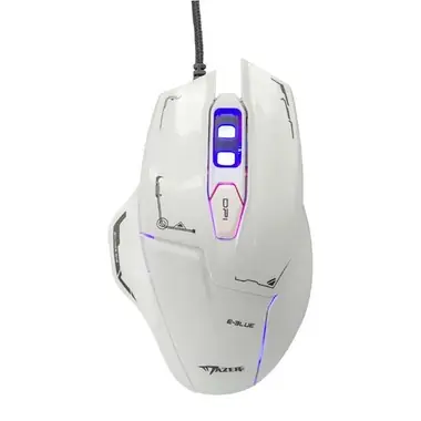E-BLUE Mazer biała / Mysz optyczna do gier / 2500DPI / 6 przycisków / 1 kółko / przewodowa (USB)