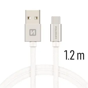 Kabel do transmisji danych Swissten TEXTILE USB - USB-C 1,2m srebrny