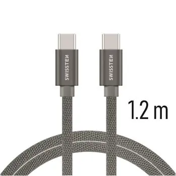 Kabel do transmisji danych Swissten TEXTILE USB-C - USB-C 1,2m szary