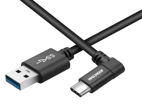 Kabel USB do transmisji danych i ładowania Avacom - USB Type-C (90°) 100 cm, czarny