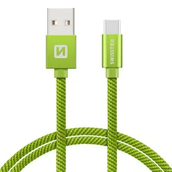 Kabel do transmisji danych Swissten TEXTILE USB - USB-C 1,2m zielony