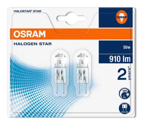 OSRAM Halogen Halostar Star 64440 ST 12V 50W GY6.35 / 910lm / 2700K / 2000h / noDIM / C / Szkło / Blister 2szt