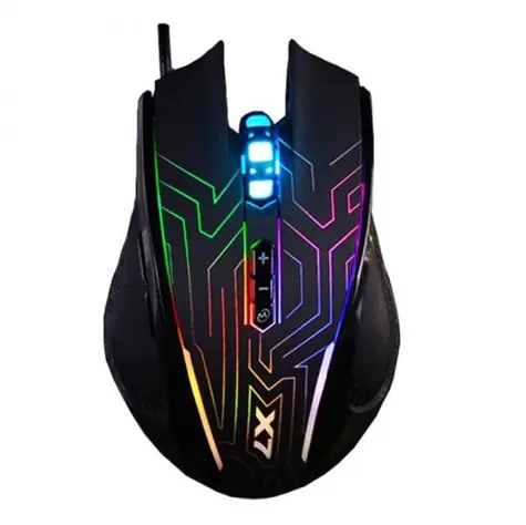 A4Tech X87 Oscar Neon Czarny / Mysz optyczna do gier / 2400 DPI / 5 przycisków / Praworęczny / USB / Podświetlenie neonowe