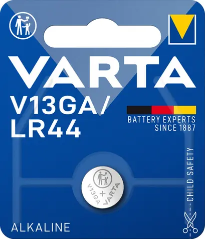 Bateria guzikowa Varta LR44 1 szt. / 1,5 V / 125 mAh / alkaliczna / w blistrze