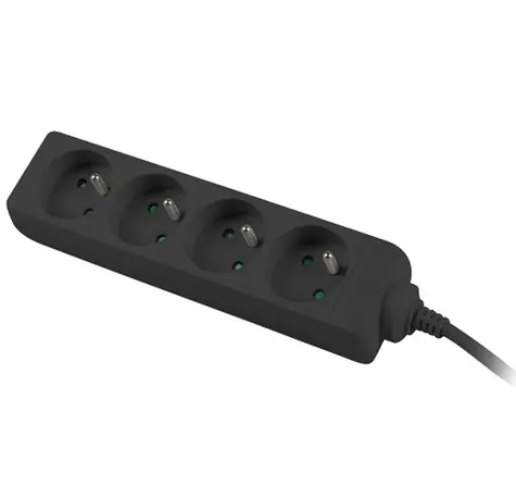 PremiumCord Przedłużacz 230V 2m 4 gniazda czarny