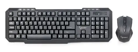 Gembird KBS-WM-02 / zestaw bezprzewodowa klawiatura + mysz / układ US / zwykły odbiornik USB / kolor czarny