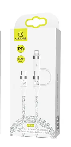 Kabel do transmisji danych USAMS SJ403 U31 Typ C - Typ C (Lightning) biały