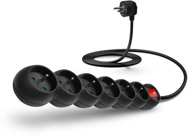 Przedłużacz Connect IT 230 V 6 gniazd 2 ms z wyłącznikiem (czarny)