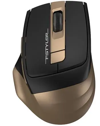 A4Tech FSTYLER FG35 brąz / Bezprzewodowa mysz optyczna / 2000DPI / 2,4Ghz / 6tl. + kółko / USB / bateria 1x AA