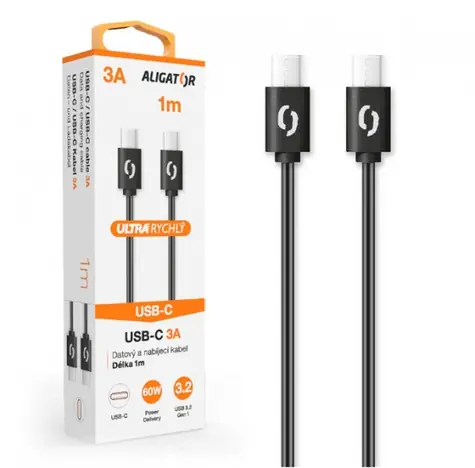 Kabel danych Aligator POWER 3A USB-C - USB-C 1m czarny