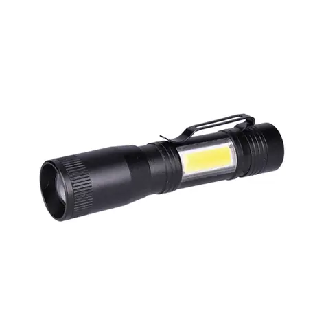 Lampa metalowa LED Solight WL115 3W + COB czarna / 150 + 60lm / AA 