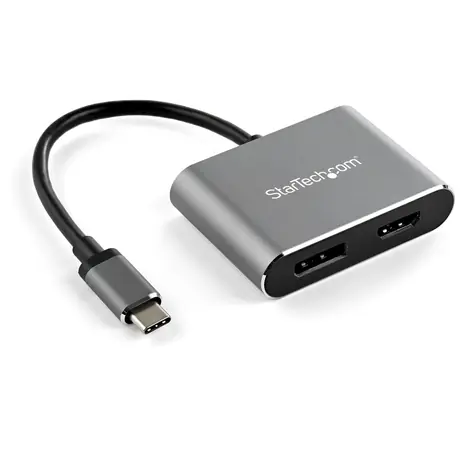 Adapter StarTech USB-C do HDMI 2.0 i DisplayPort 1.2 srebrny / 4K 60Hz / zgodny z Thunderbolt 3